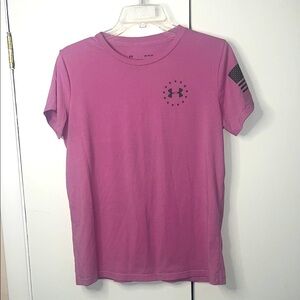 Under Armour Freedom Banner Pink Short Sleeve Tee - Medium